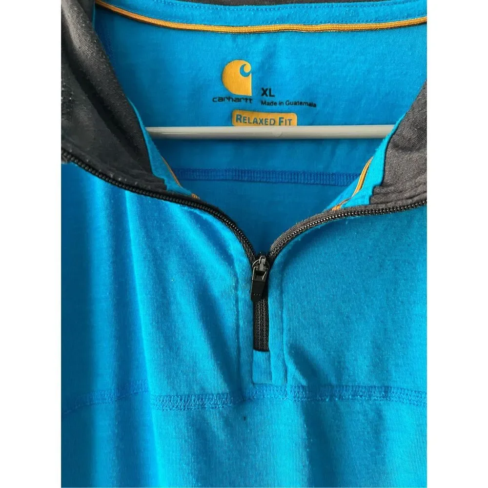 Carhartt Quarter Zip Pull Over XL Mens Blue Layering Stretch Lightweight - Picture 3 of 5
